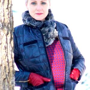 Talbots lightweight water resistant warm tech Spring/Fall Puffer Navy XL